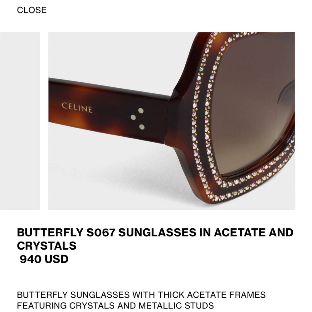 Authentic Celine Swarovski sunglasses new